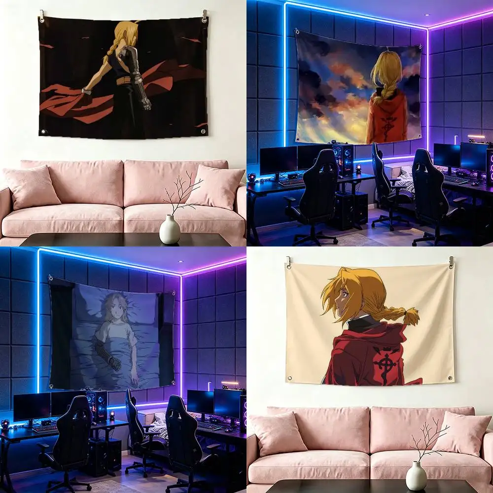F-Fullmetal Alchemist Edward Elric Flags for Bedrooms Home Decor Items Outdoor Decors Garage Decoration Flaga