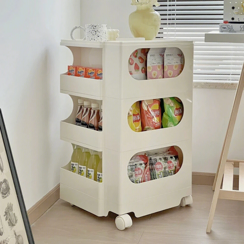 Snack Storage Rack Trolley Snack Storage Cabinet Locker Storage Box Living Room Rotating Mobile Snack Cabinet