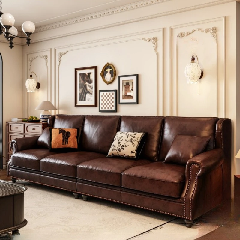 

Classic Brown Living Room Sofas Leather Designer Luxury Cheap Lazy Sofa Lounge Modern Soft Divani Per Soggiorno Home Furniture