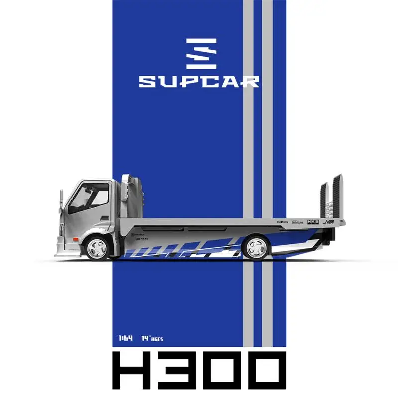 

(Pre-Order) 1:64 H300 Flatbed transport trailer Silver Blue Diecast Collector's Vehicle Model Car