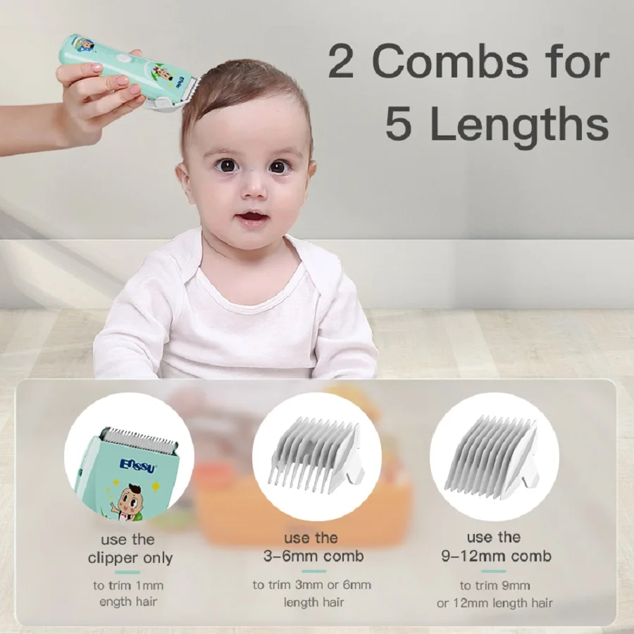 Baby Hair Clippers Ultra Quiet Electric Hair Trimmer for Children Cordless Rechargeable Waterproof Hair Cutting Machine for Kids view 4
