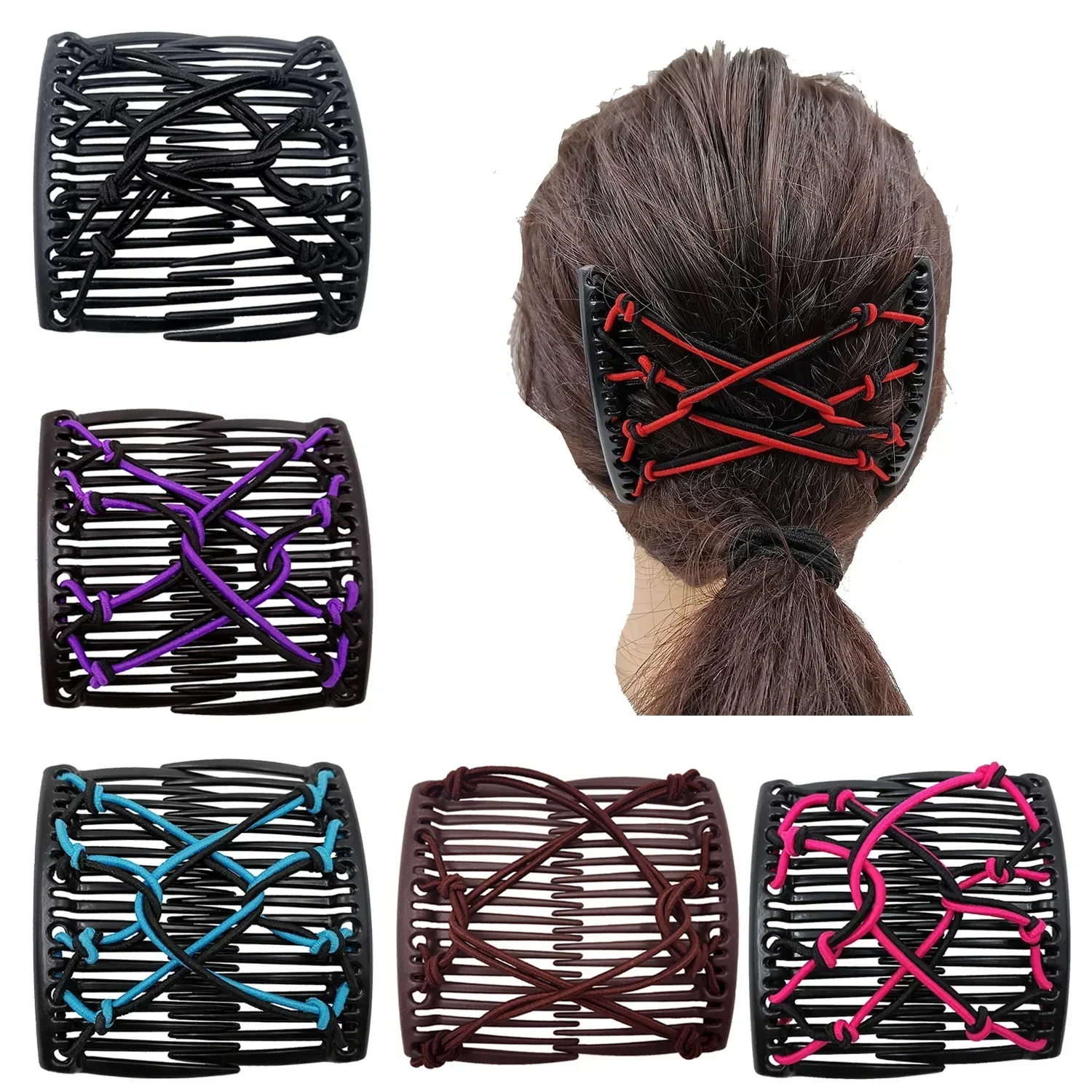 Magic Hair Clip Stretchy Knotted Double Comb Elastic Rope Disco Hair Clip  Ponytail Holder Barrettes Hairpins Hair Accessories