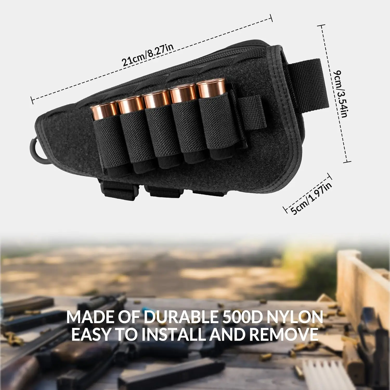 VOTAGOO Tactical Gunstock Pouch Buttstock Shotgun Rifle Shell Holder for Cheek Rest Ammo Holder Pouch