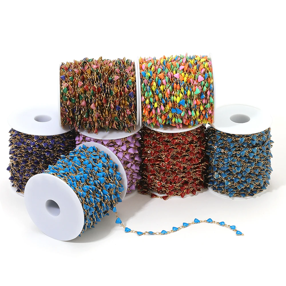 1 متر الفولاذ المقاوم للصدأ بريق المينا القلب سلاسل 6 مللي متر الخرز سلاسل ل بوهيميا صنع المجوهرات أساور يدوية القلائد النتائج