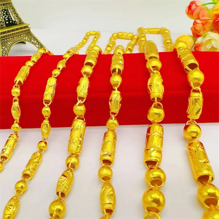 Luxury 24K 9999 Pure Gold real gold Men's Necklace Hollow Matte Necklace Men's Dragon and Phoenix Necklace