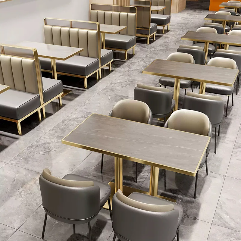 

Simple rock slab western restaurant tables and chairs light luxury milk tea shop coffee shop pub hot pot shop