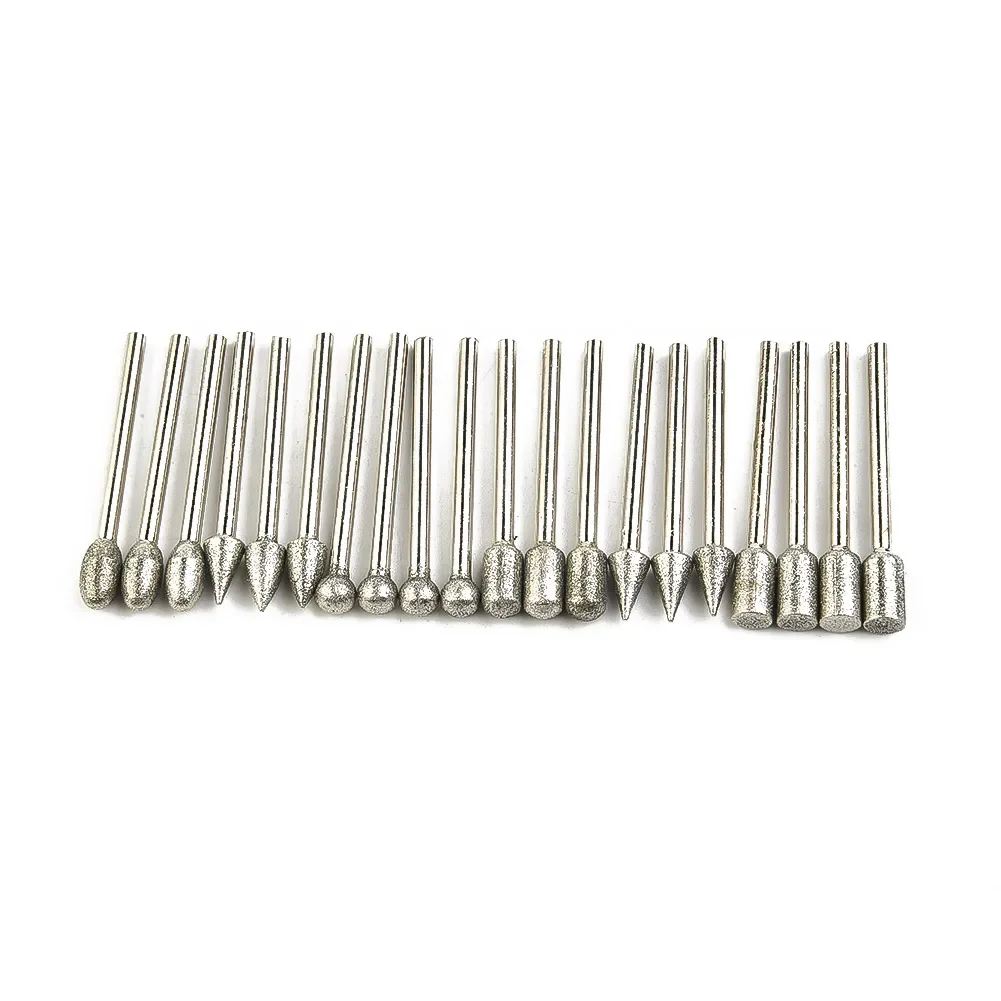 

Accessories Equipment Burr Drill Bits Supplies Tile 20pcs 3mm shank Cutting Diamond Electroplated Grinding Rotary tools