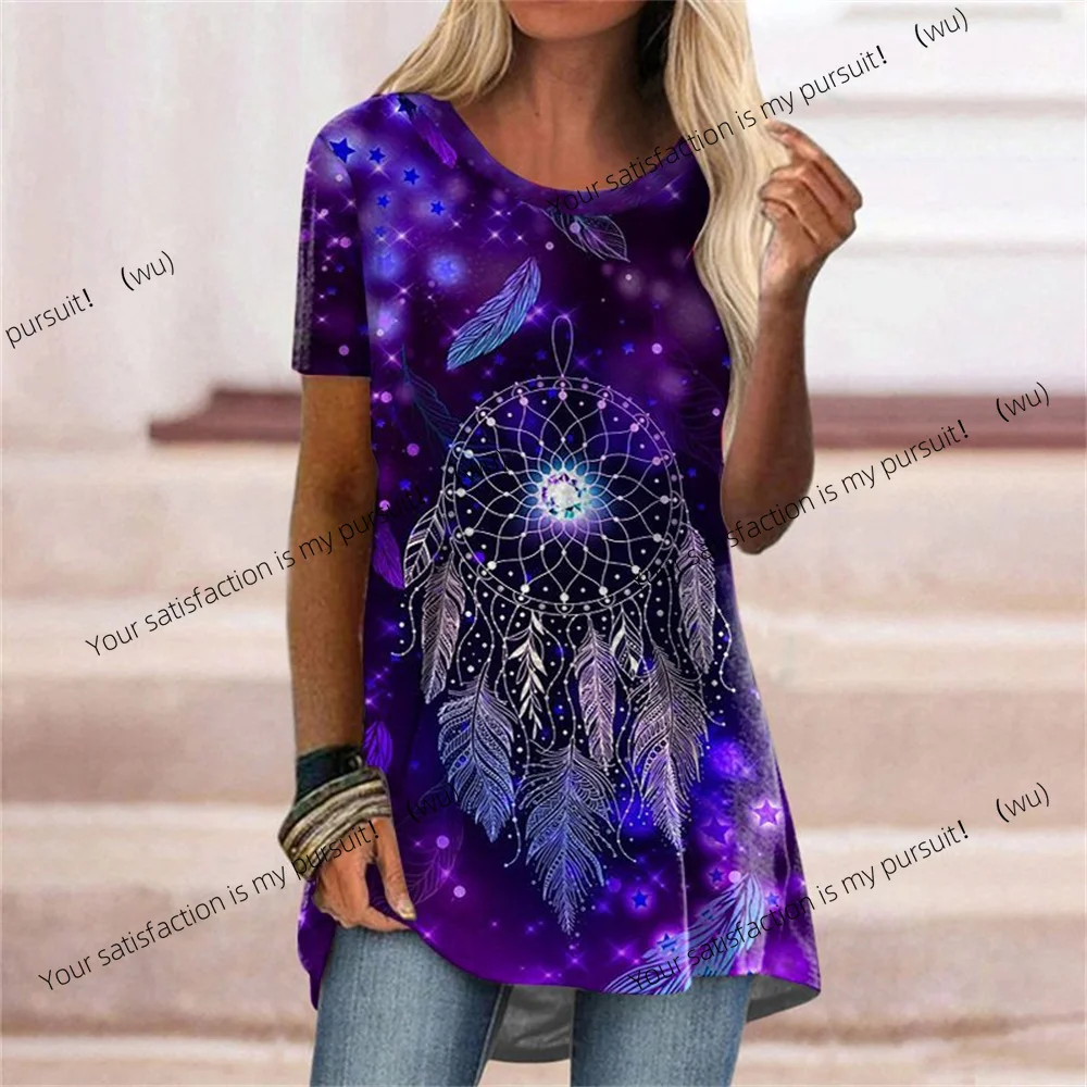 ZOCI-Camiseta con estampado 3D de cambio gradual de color abstracto para mujer, camiseta de mujer estilo Y2K, ropa de talla grande