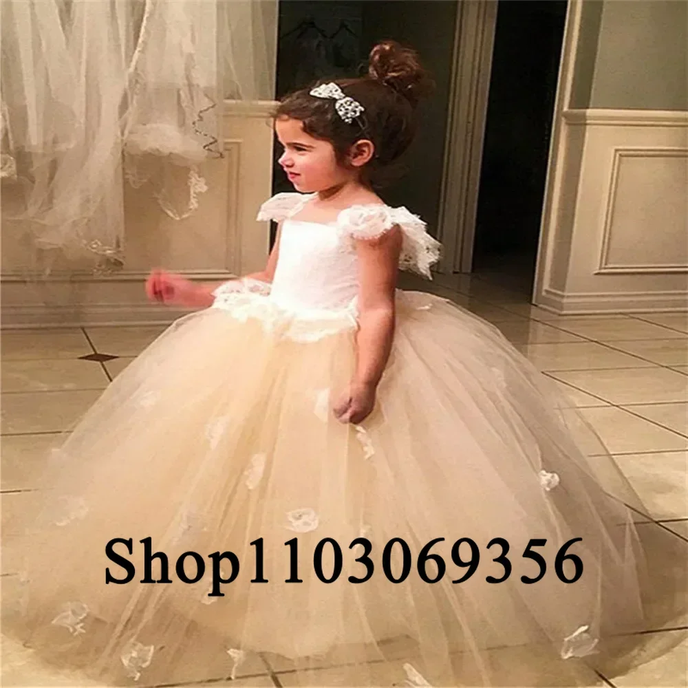 Custom Made White / Ivory Flower Girl Dresses for Wedding Custom Made Pageant Dress Sleeveless Communion Present Birthday