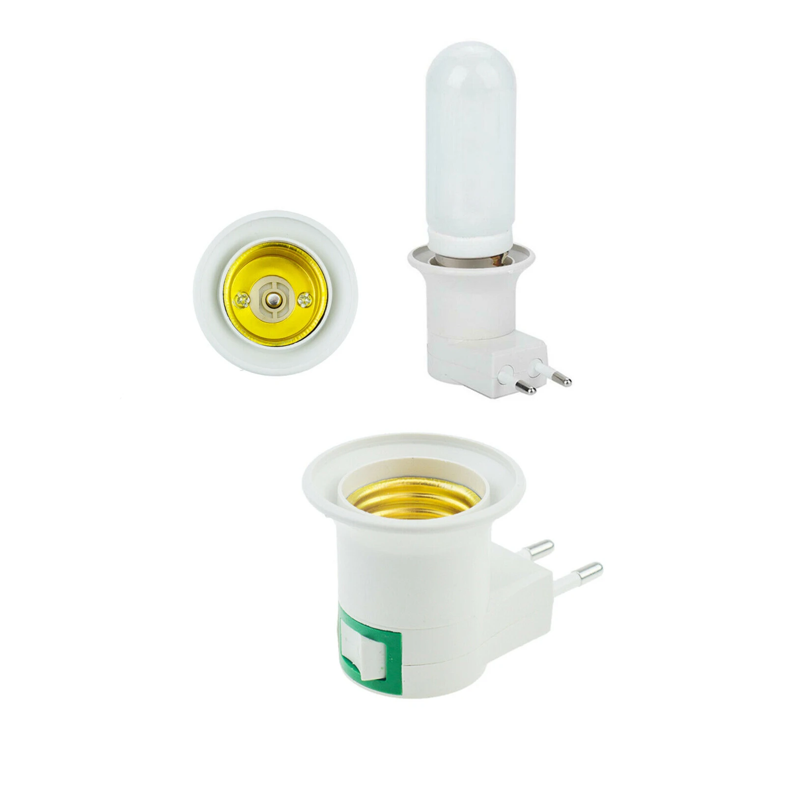 3 sztuki E27 E27 uchwyt na biała lampa LED do wtyczki ue/uchwyt wtyczki Adapter konwerter ON/OFF do żarówki