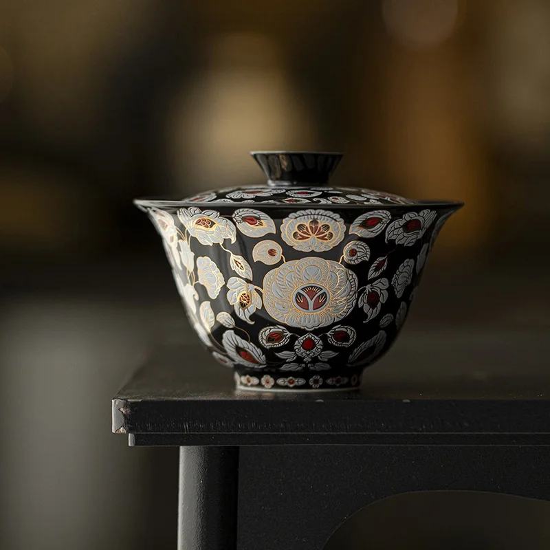 

Chinese Ceramic Small Fish Gaiwan Teacup Travel Tea Bowl Handmade Celadon Teaware Accessories Drinkware Personal Cup 140ml