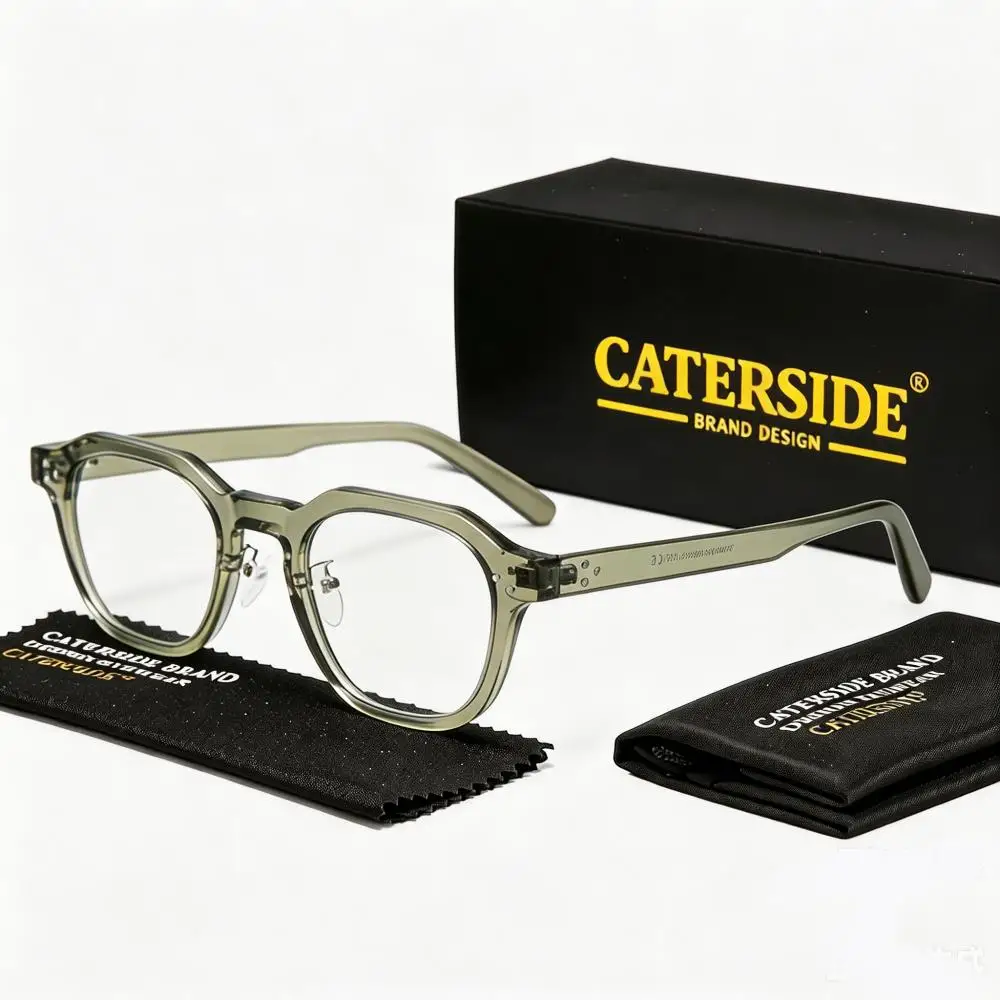 CATERSIDE Retro Herren Eckige Flache Leichte Brille Hochwertige Tr-90 Brillengestelle Damen Outdoor Business Festival Geschenkbrille – Detail 12