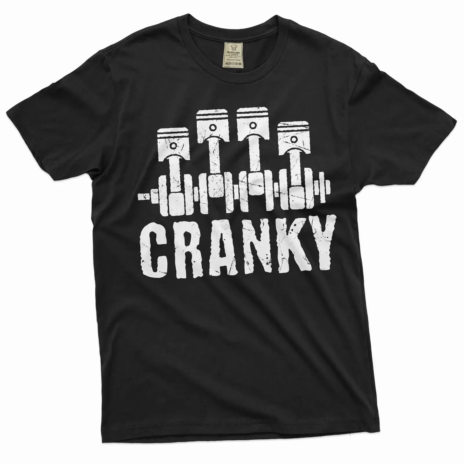 Men's funny Mechanic T Shirt Engine Cranky Fathers day gift tee vintage Washed homme Comfortable fashion graphic Breathable