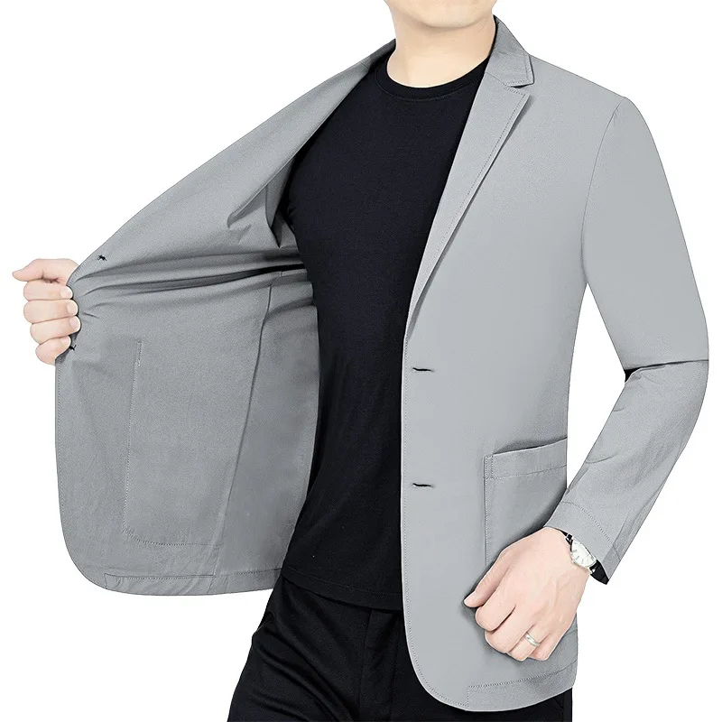 Veste de costume fine de haute qualité pour hommes, costume décontracté de bureau d'affaires pour jeunes, tondeuse de sport élastique, haut sans fer, automne 2025