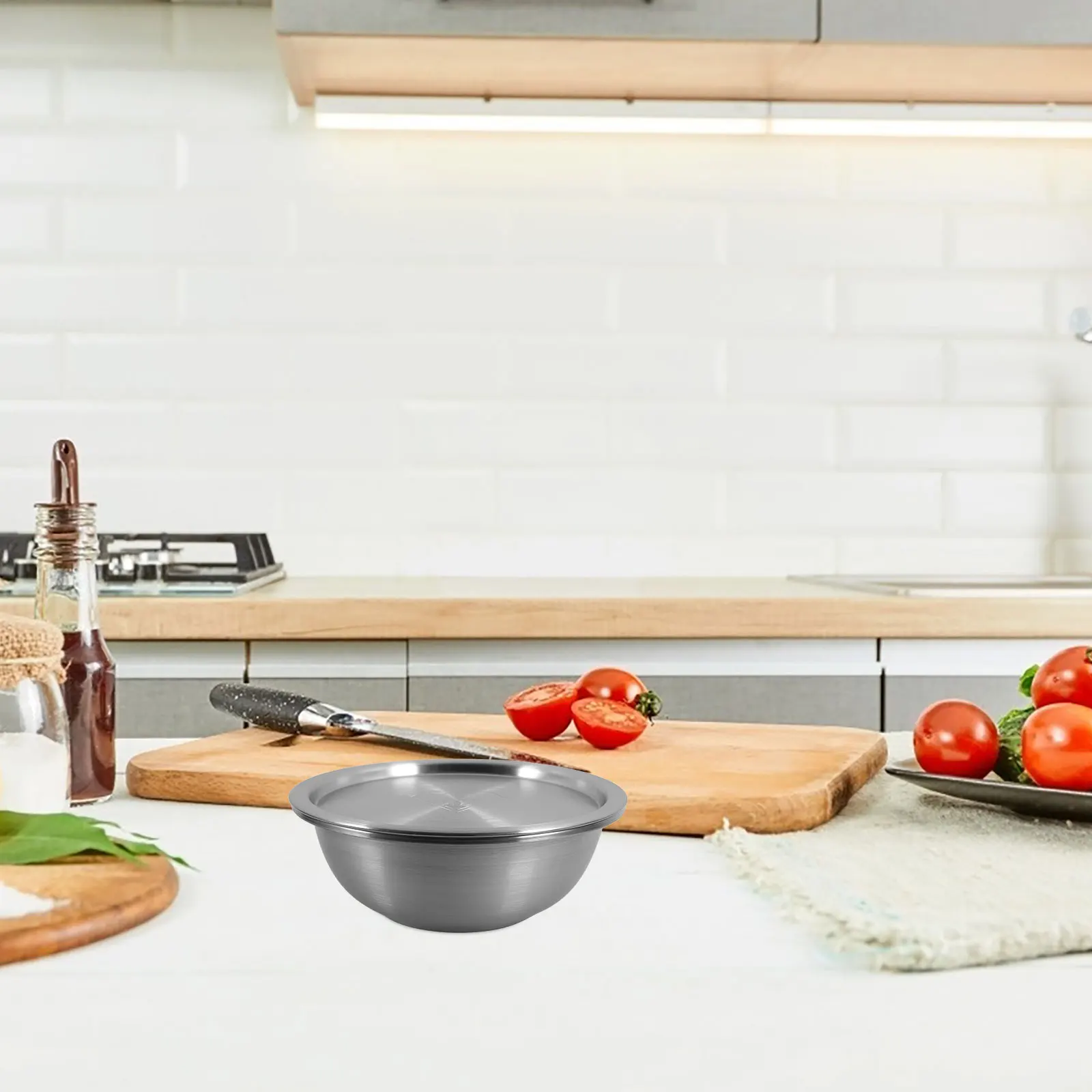 

1 set Stainless Steel Soup Bowl 18cm Salad Basin Vegetable Washing Kitchen Bowl Large Mixing Metal Bowls Fruit Rice