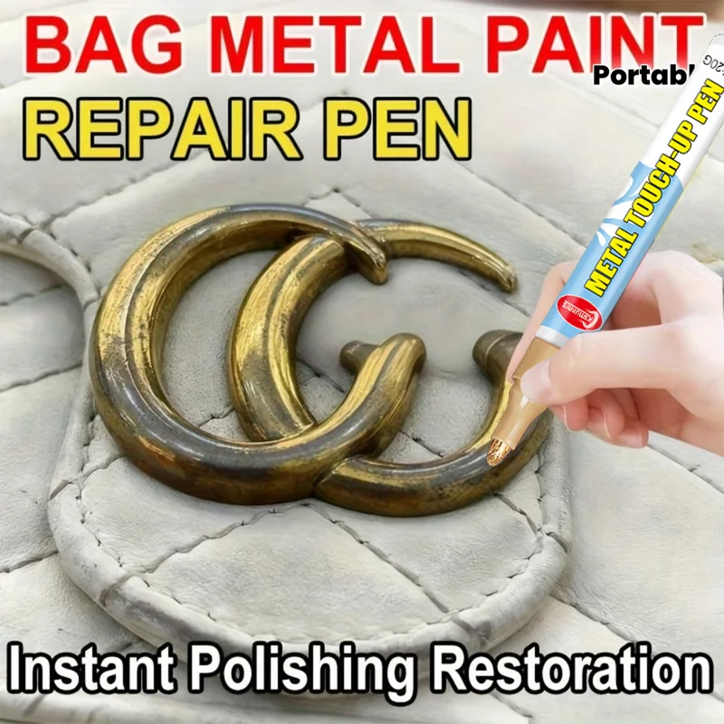 Gold Metal Repair Pen Handbag Buckle Zipper Scratch Repair Touch Up Paint for Logo Lock and Strap Restoration