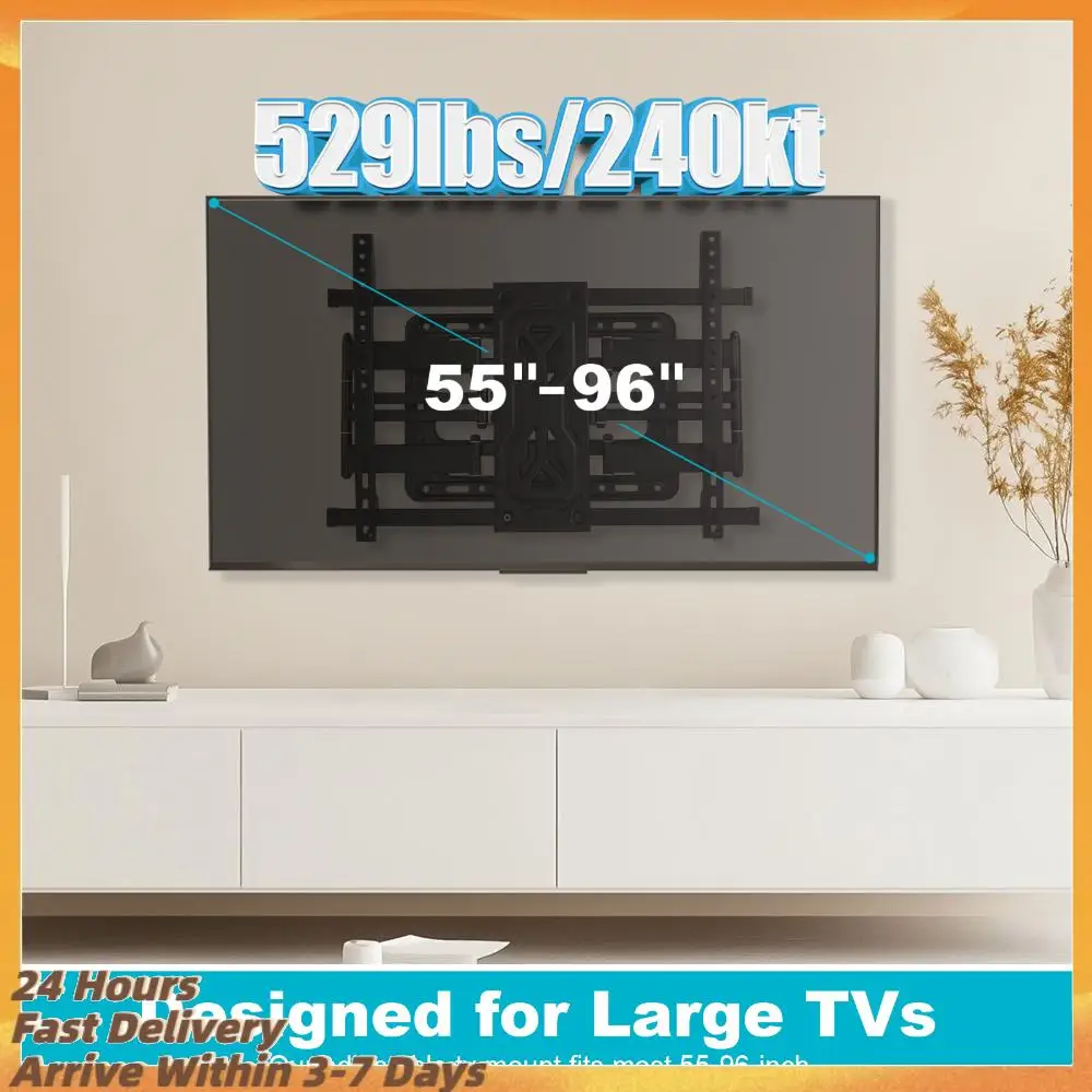 

Extra Large Rotating TV Stand Wall Mounted Telescopic Wall Display Bracket Heavy Duty 240 Catties Load Capacity