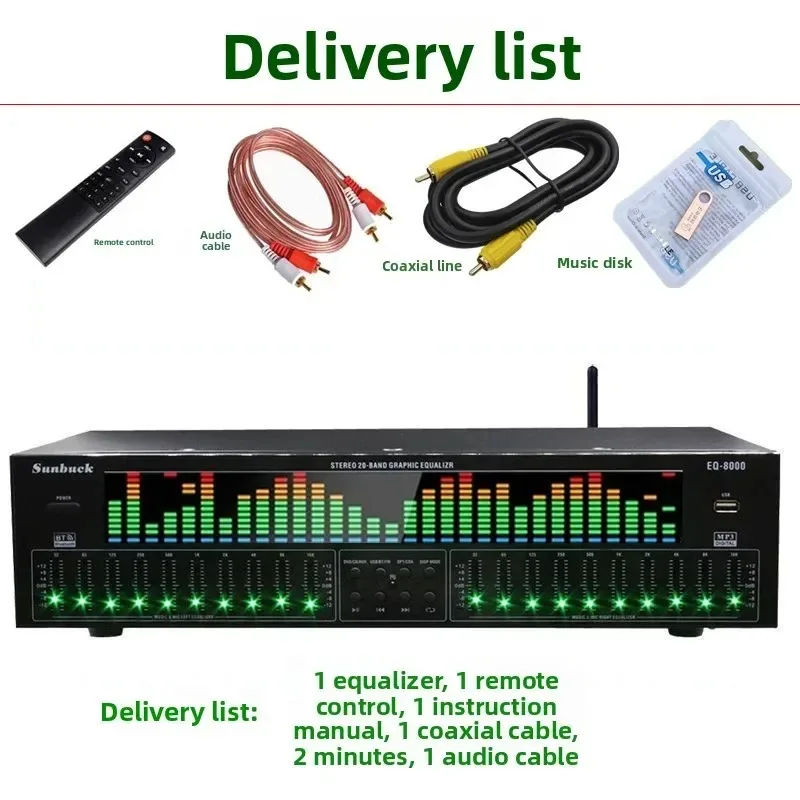 Equalizer, Bluetooth 5.4 Fiber Coaxial Digital Audio Decoding, USB Flash Drive