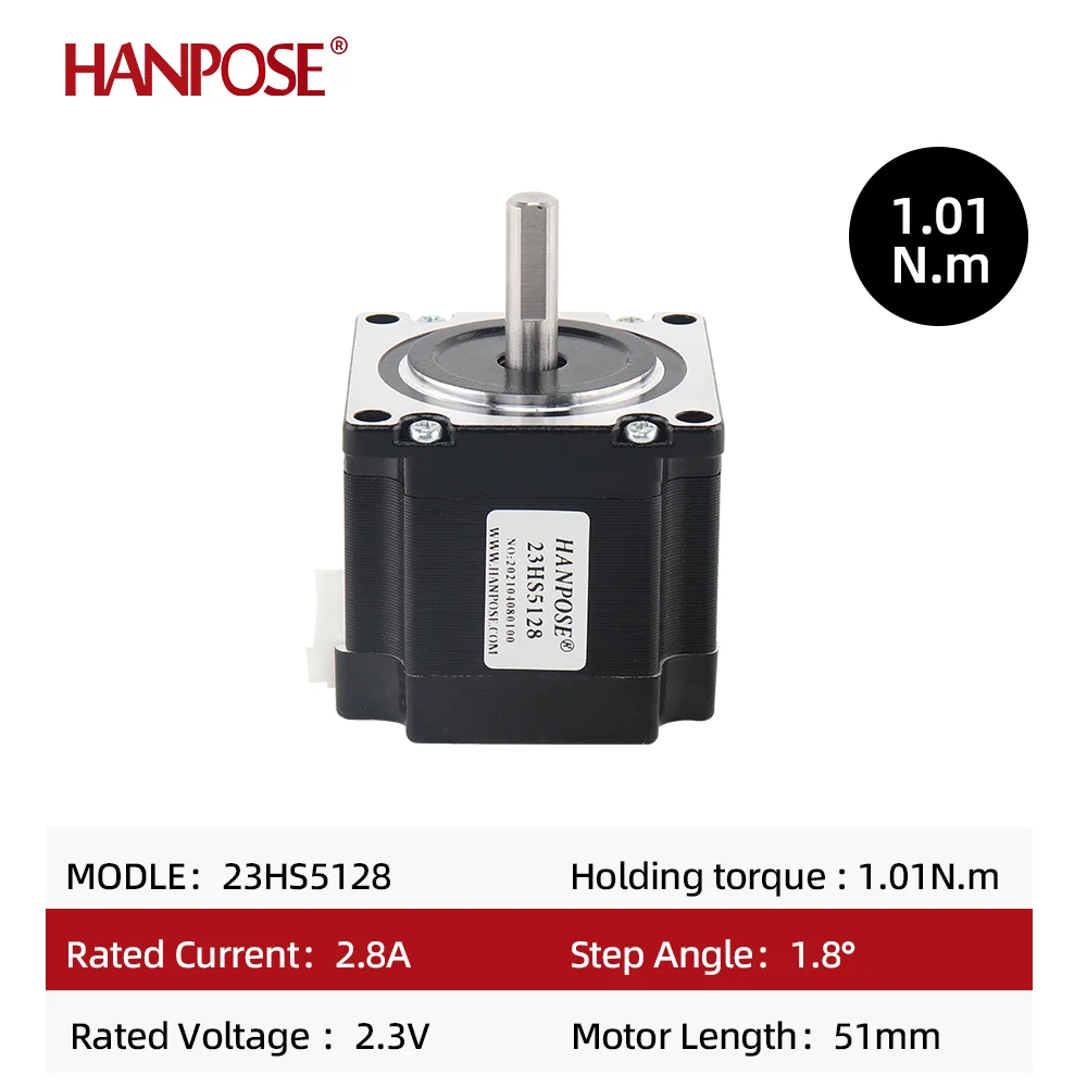 Silnik krokowy NEMA 23 51mm 2.8A 4-przewodowy 101N.cm 23HS5128 NEMA23 czarny silnik do robotów i CNC, do cięcia laserem, szlifowania pianki, cięcia plazmą. — zdjęcie 3