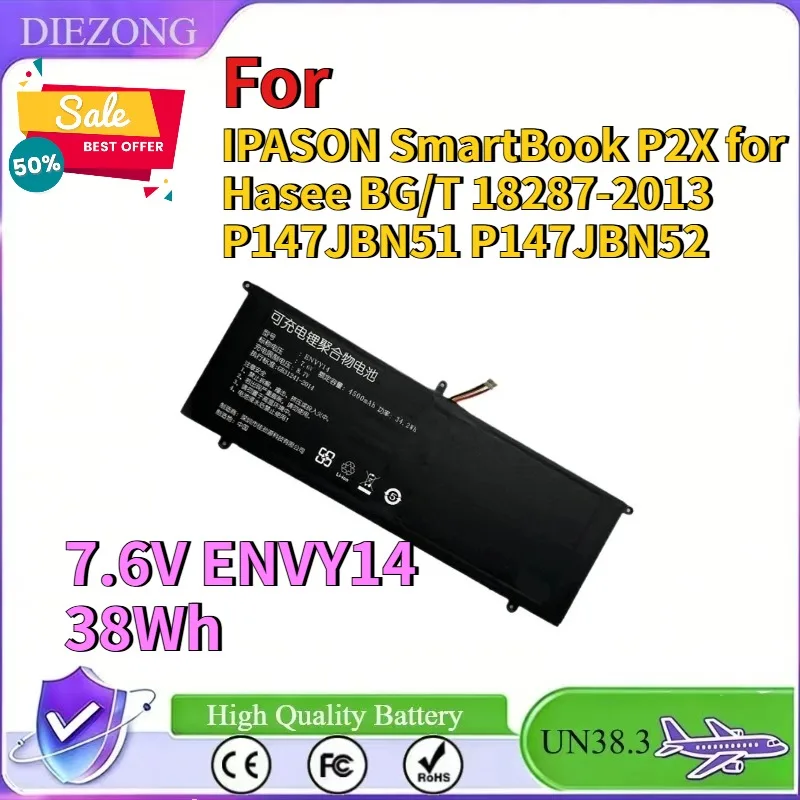 In Stock  For IPASON SmartBook P2X for Hasee BG/T 18287-2013 P147JBN51 P147JBN52 4500MAH  Bateria 7.6V ENVY14 38Wh