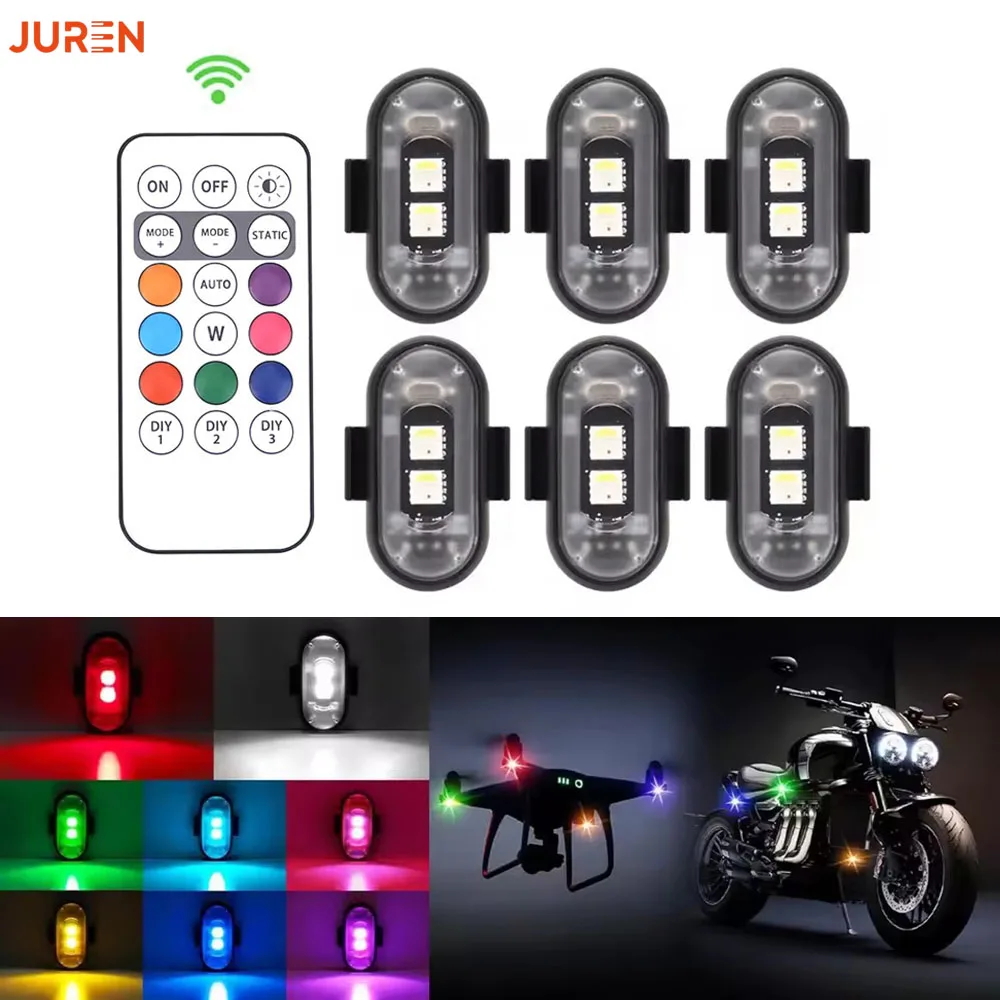 

Car Motorcycle RGB LED Strobe Lights 8 Colors LED Flash Position Wireless Light Aircraft Airplane Helicopter Warning Lights