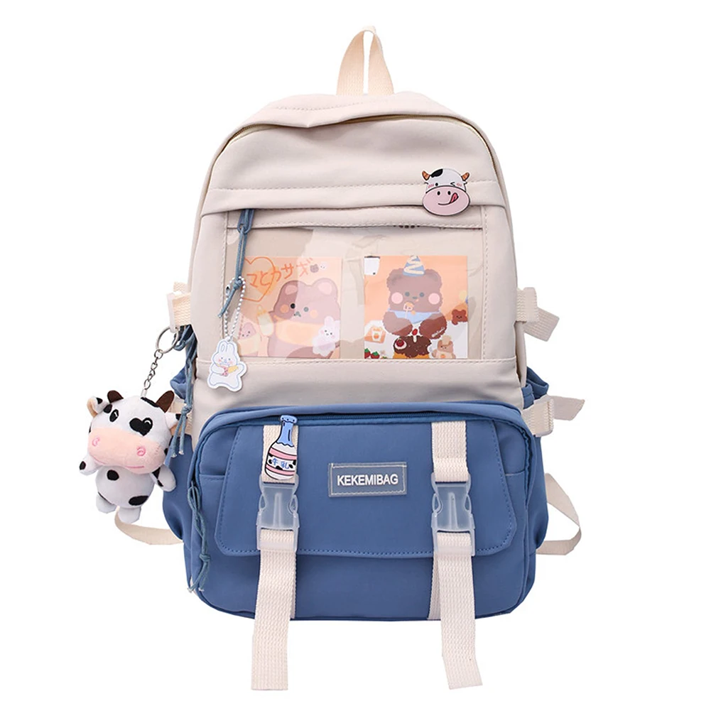 ผู้หญิงแฟชั่นกระเป๋าเป้สะพายหลัง Contrast สีออกแบบผ้าใบกระเป๋าสําหรับทุกวันกระเป๋าเป้สะพายหลังนักเรียน Patchwork กระเป๋าเป้สะพายหลัง