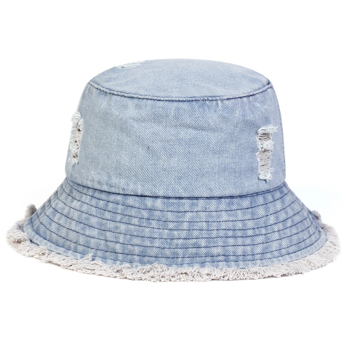 Unisex Solid Color Distressed Cowboy Bucket Hats Fishermen Caps Outdoor Casual Cap Sunscreen Hat