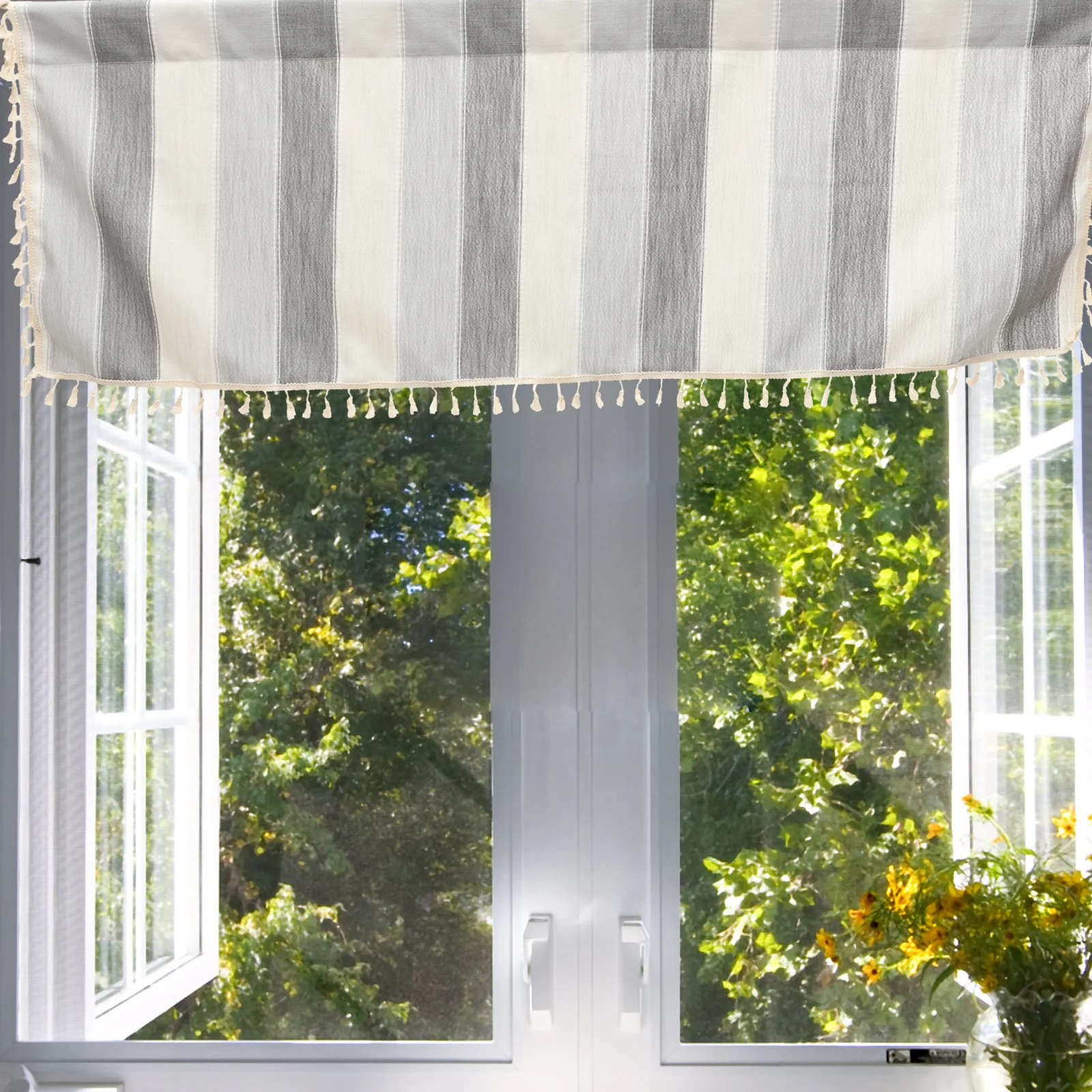 

Short Kitchen Window Curtain Premium Linen Half Curtain for Bathroom Cafe Door Window Curtains Privacy Stripe Curtains