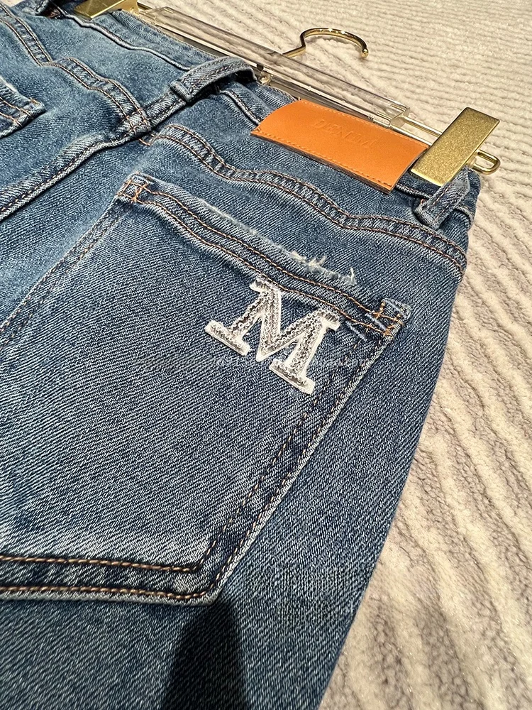 

Джинсы прямого кроя Waed Blue из хлопкового стрейч-денима для женщин 30+ лет, весенняя коллекция, стандартный крой...