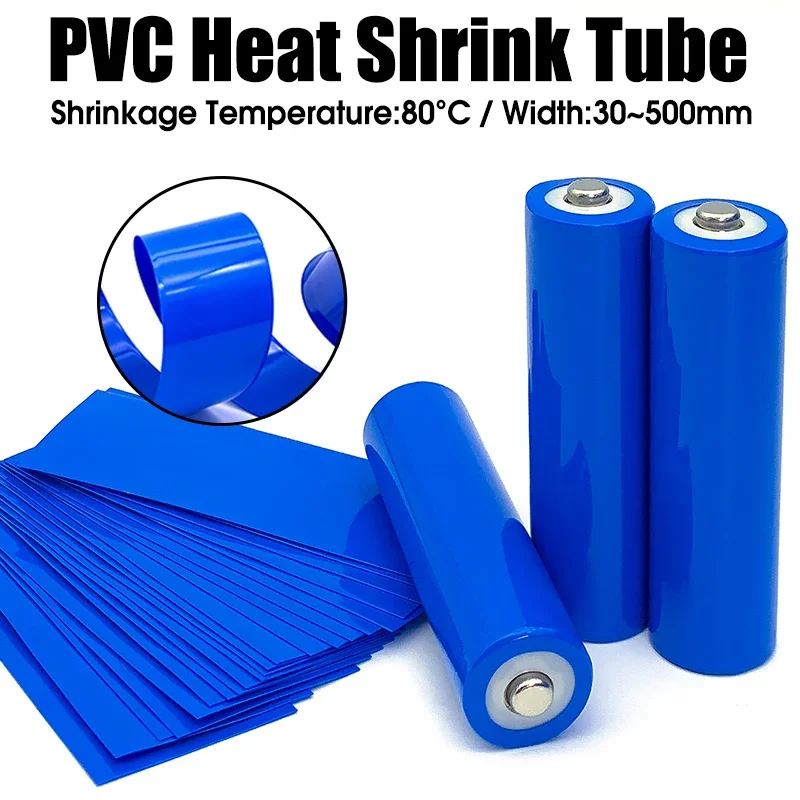 Blue PVC Heat Shrink tube 18650 Battery Pack Width 30~280mm Insulated Dust Proof Protection Film Wrap Lithium Case Cable Sleeve