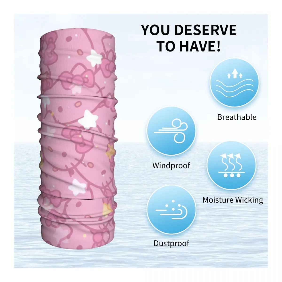 Custom Sanrio Kitty Hello Kitty Bandana Neck Gaiter UV Protection Face Scarf Cover Men Women Cartoon Headwear Tube Balaclava - Image 3