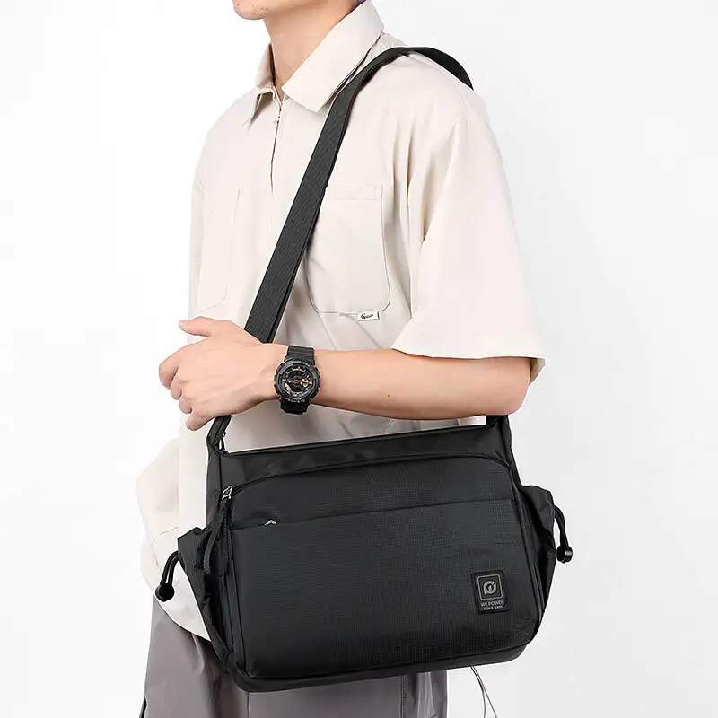 Men's Waterproof Nylon Shoulder Bag Multi Pocket Crossbody Bag Casual Business Messenger Bag Durable Chest Pack For Men Students