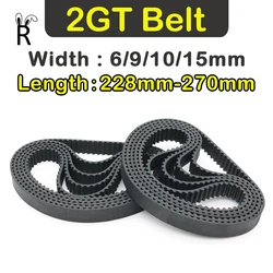 Belt Length 228mm-270mm 2GT Timing Belt 2M 3D Printer Belt Width 6/9/10/15mm Pulley Belt Rubber Closed Loop Synchronous Belt GT2