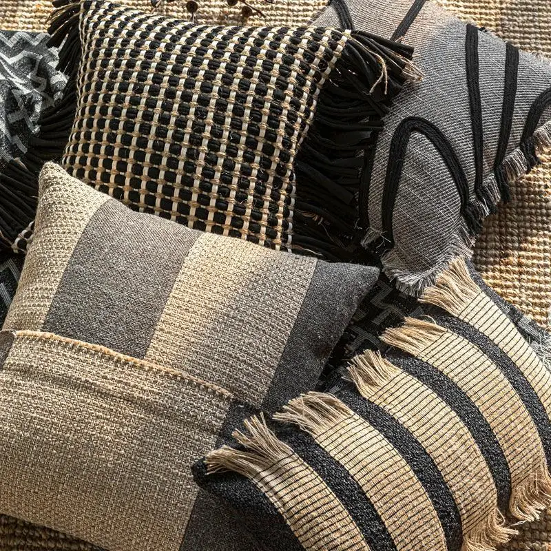 

Наволочка для декоративной подушки 30x50/50x50 см, коричнево-черная, с геометрическим узором, легкая роскошная тканая наволочка, современный декор для дома