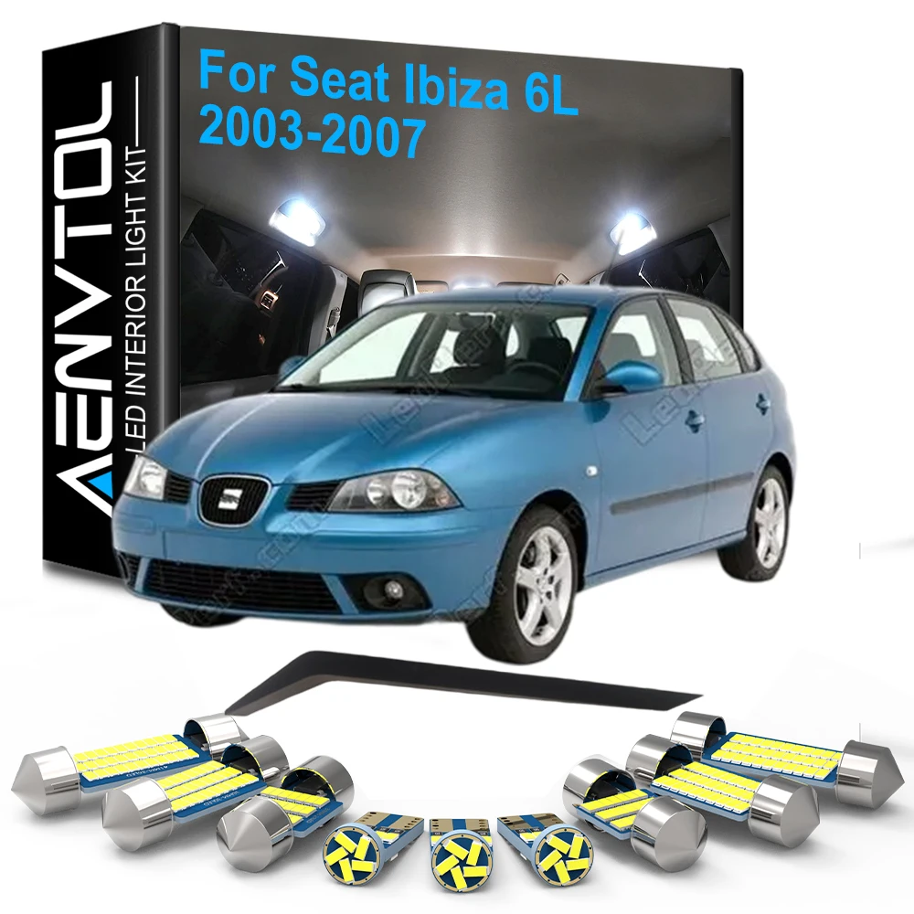 8Pcs Car Interior LED Lights Canbus for Seat Ibiza 6L 6L1 2003 2004 2005 2006 2007 LED Bulb Interior Map Trunk Light Kit