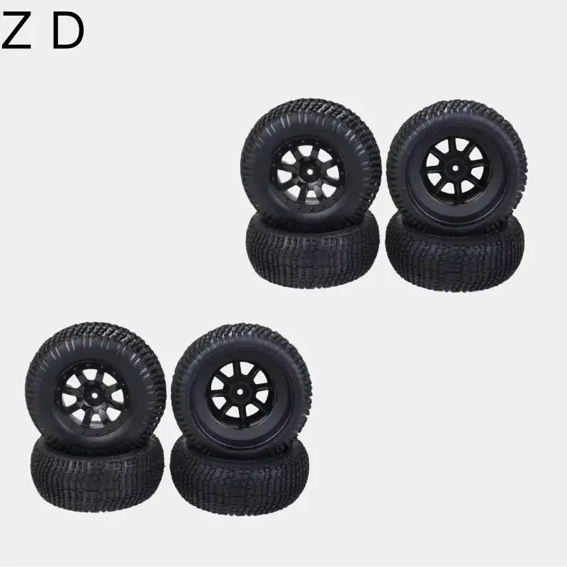 ZDレーシング 4個入り 1:10 ショートコーストラックタイヤセット、12mm HEXホイール、トラクサススラッシュ、HPI、レッドキャット、HSP、LRP RCカー用