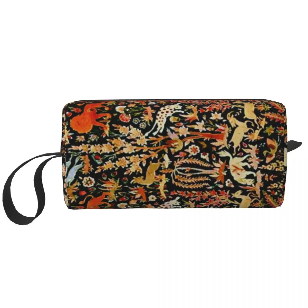 Antique Floral Persian Carpet With Animals Travel Toiletry Bag Bohemian Rug Cosmetic Makeup Organizer Beauty Storage Dopp Kit