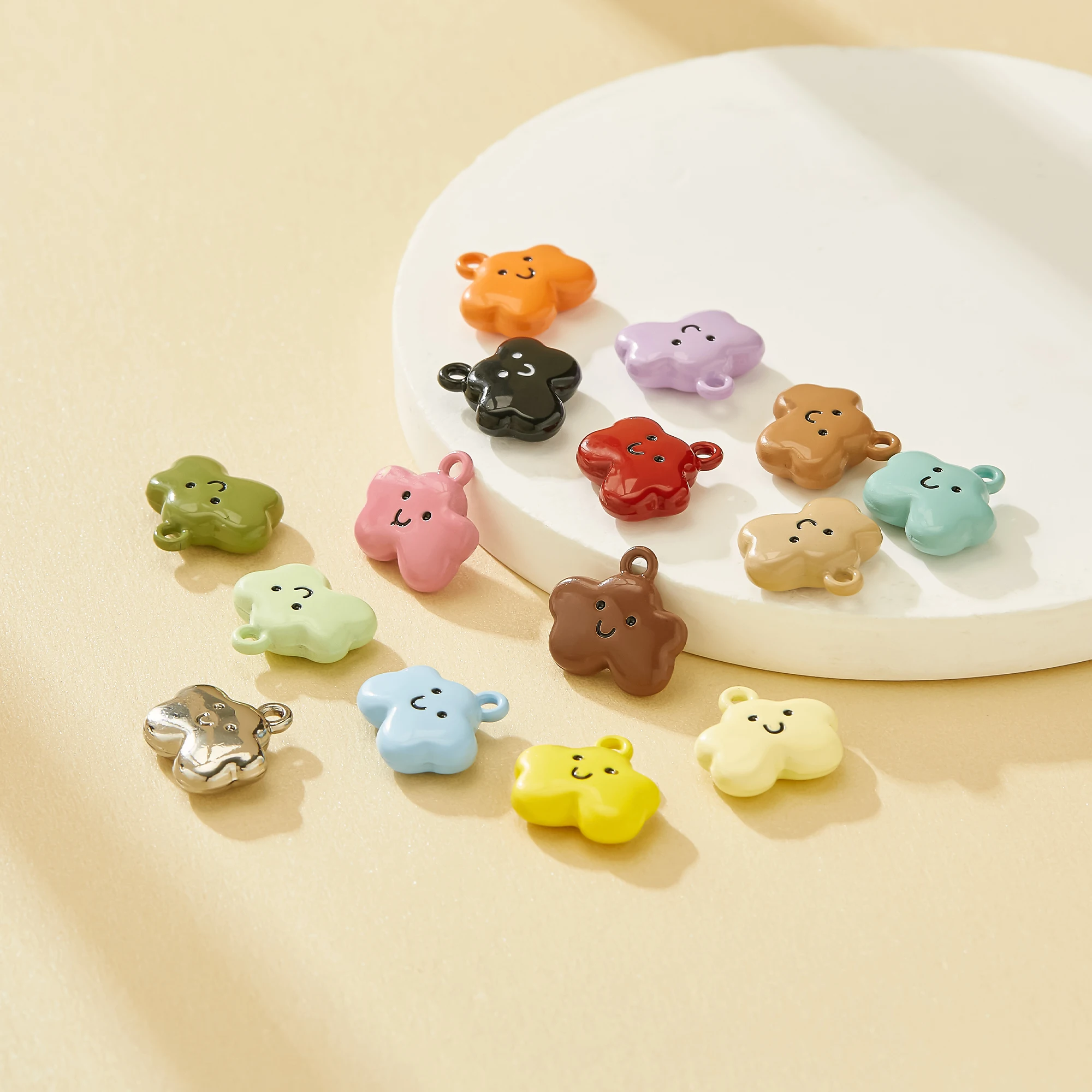 Cloud Smile Zinc Alloy Enameled Beads Charms DIY Jewelry Bracelet Phone Chain Making Cute Dopamine Macaron Candy Color 4160112