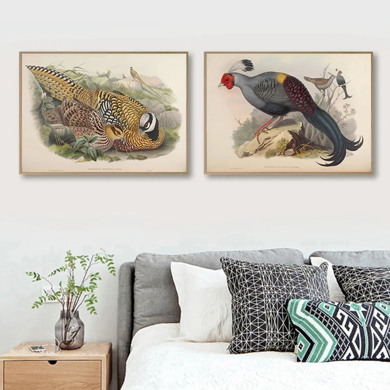 Birds Retro Poster Archaeological Research Canvas Painting Animal Wall Art Pictures For Living Room Decorative Print On The Wall