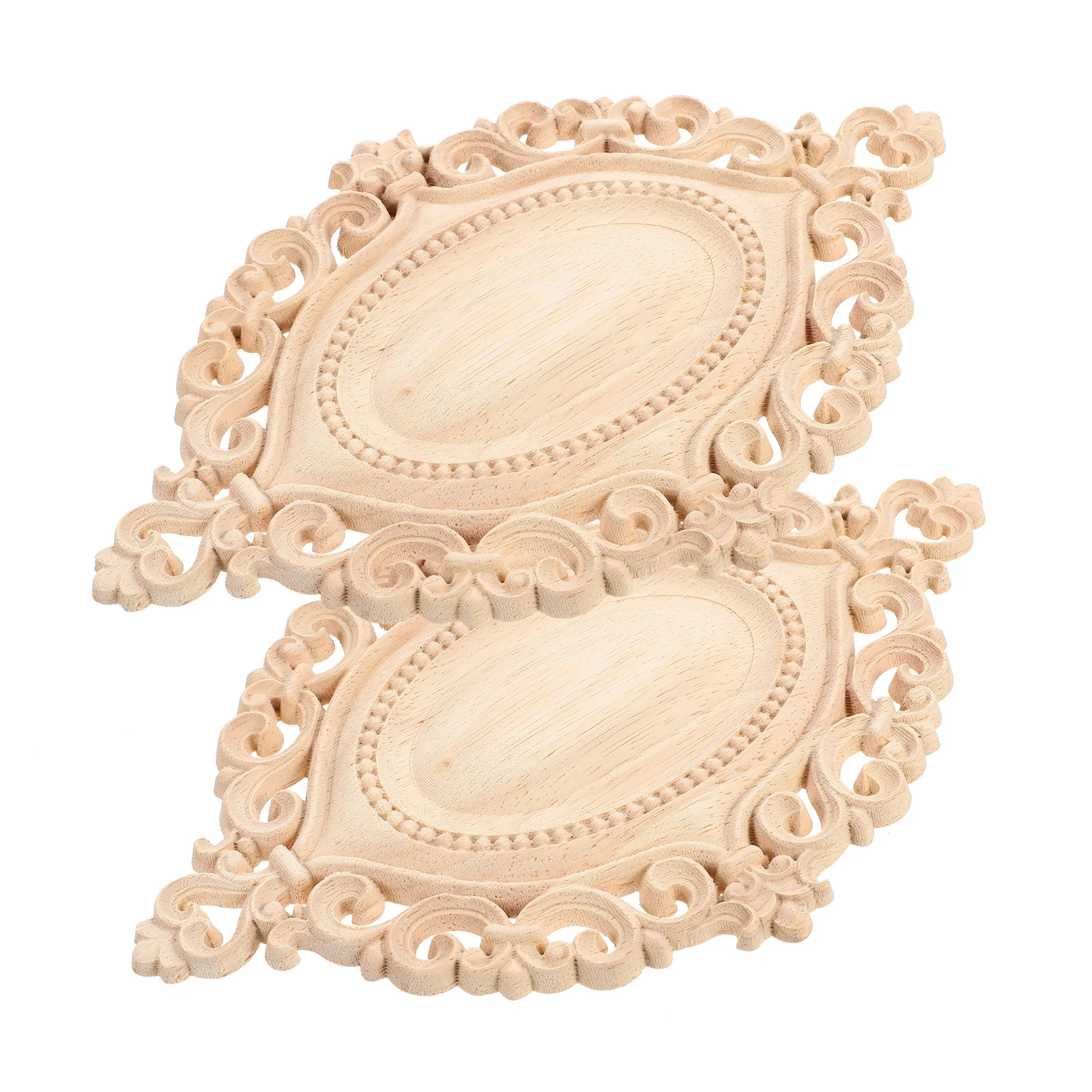 

2Pcs Real Wood Carved Flower Applique Traditional Style Furniture Overlay for Cabinet Door Bed Window Trim Decal