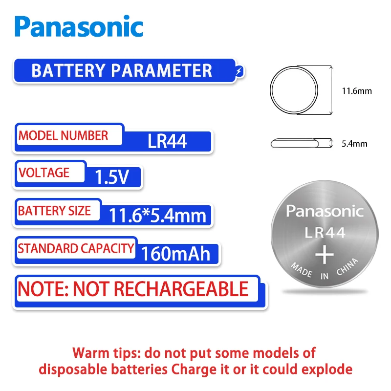 10PCS Panasonic LR44 1.5v button battery universal button electronic watch computer toy remote control Vernier scale