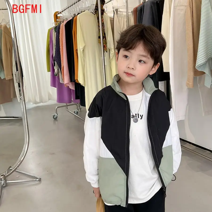 Children\'s Contrasting Sunscreen Clothing New Outerwear Standing Collar Spring Summer Thin Teenage Jacket Kids Tops for Boy coat