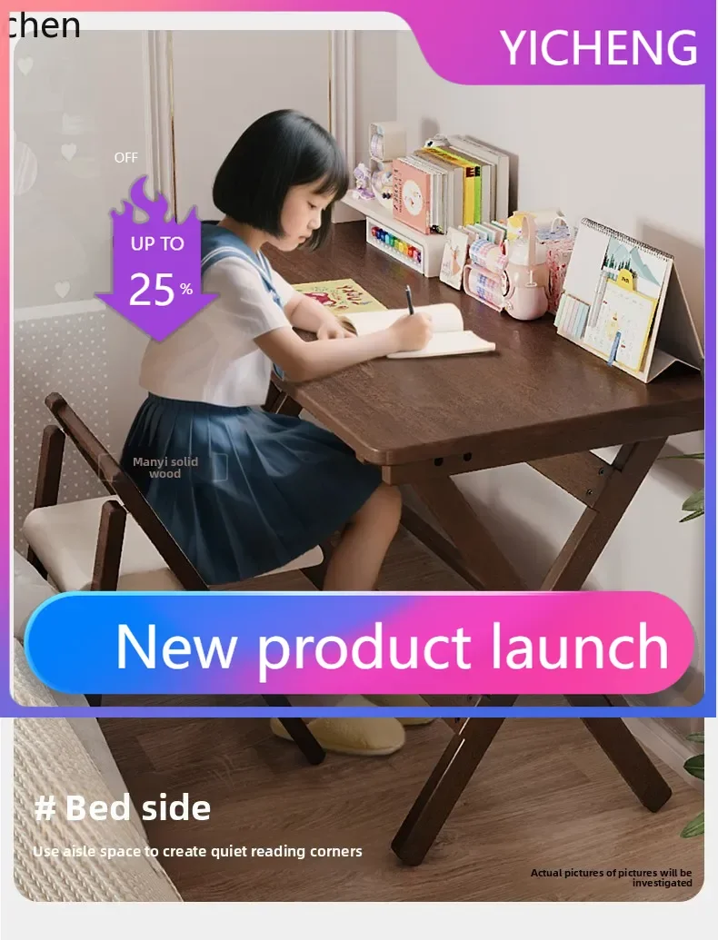 

LYY Solid Wood Folding Student Home Computer Desk Bedroom Small Apartment Bedside Study Office Desk