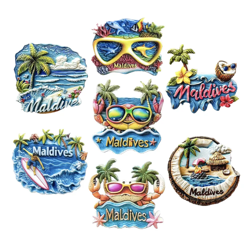 Asia Maldives Resin 3D Fridge Magnets Tourism Souvenir Refrigerator Sticker Handicraft Gift Decoration