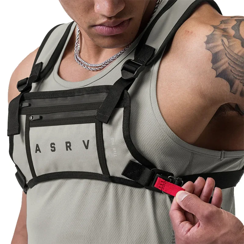 Gym Men\'s Fashion Brand Multi-functional Outdoor Chest Bag Casual Running Sports Fitness Small Mobile Phone Bag 2024 NEW Vest 가방