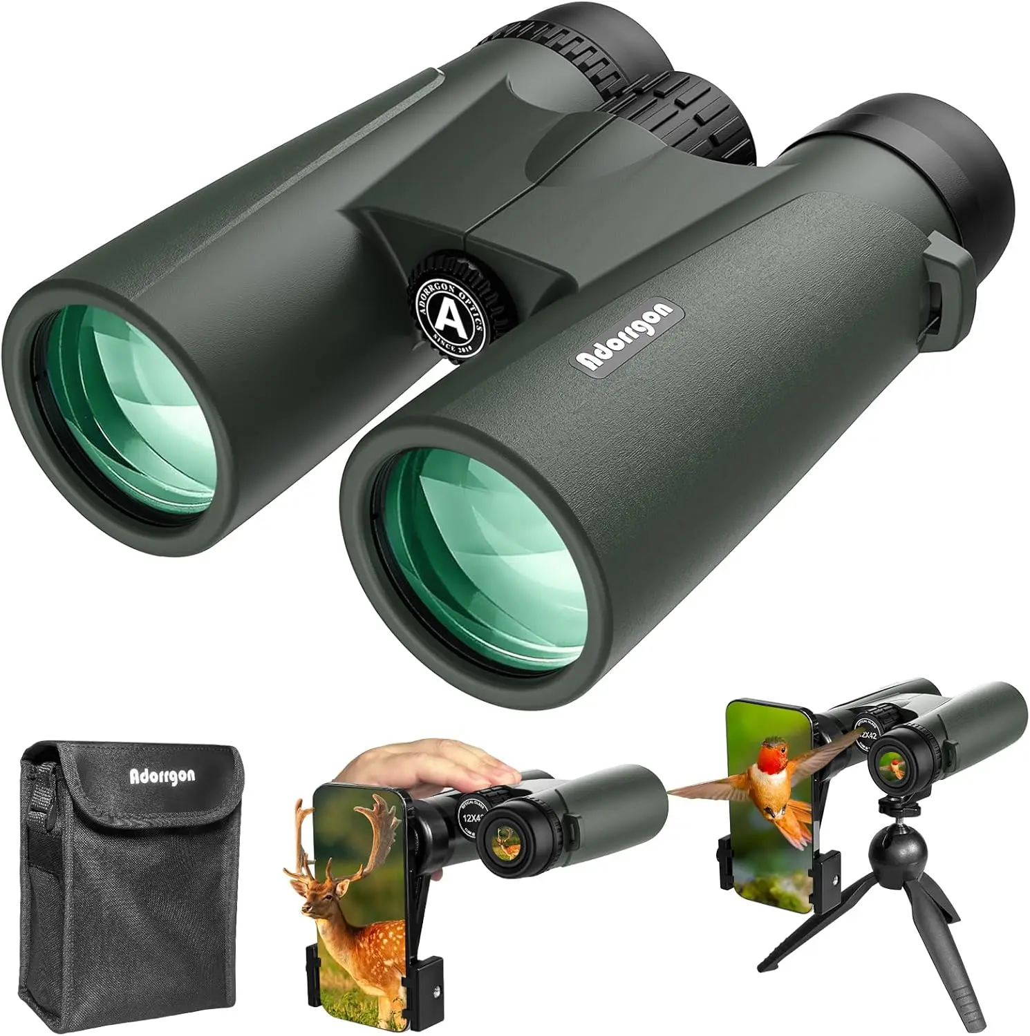 

15x45 HD Binoculars for Adults with Phone Adapter, Tripod - Clear Low Light Vision for Bird Watching, Travel
