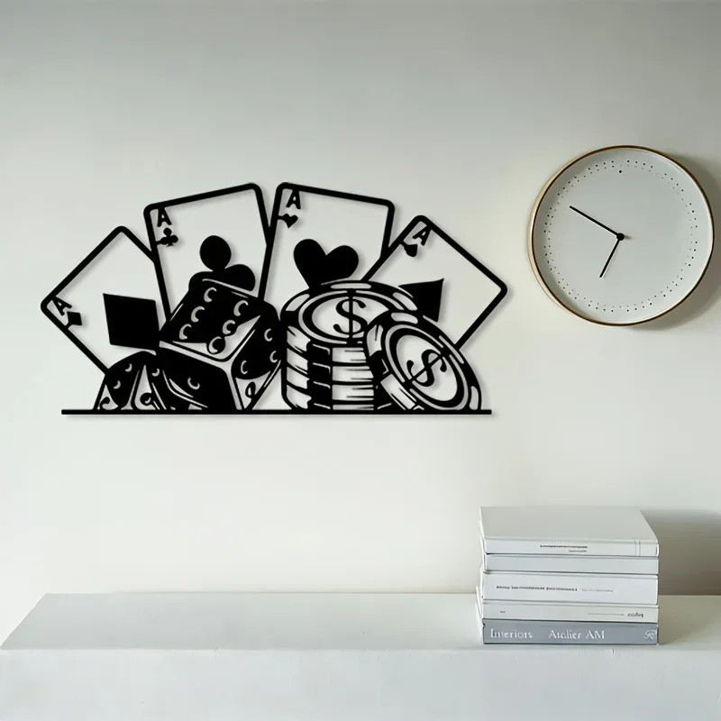 Poker Playing Cards Metal Wall Art,Chic Card Silhouette,Home Room Office Wall Decor,New Year Holiday Gift ****