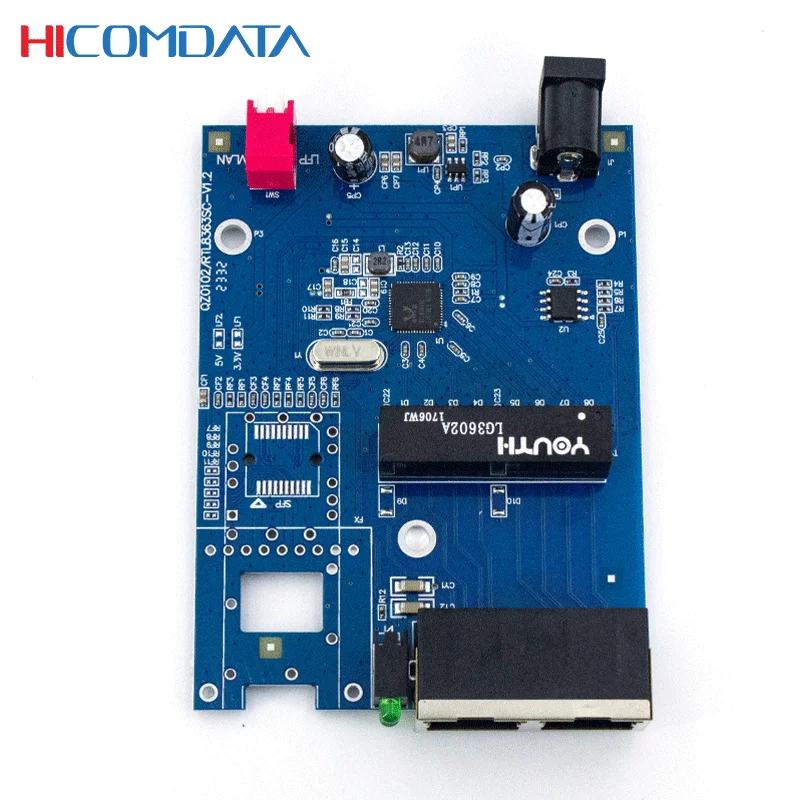 HICOMDATA 1000M Fiber Optic Converter Gigabit 2 Rj45 1 Sfp Bidi 20km Sc Port Optical Network Media Transciever PCBA