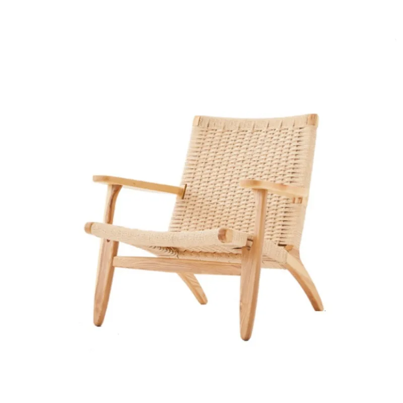 

Single sofa Nordic art braided rope household chair Simple Japanese-style homestay medieval solid wood balcony leisure chair