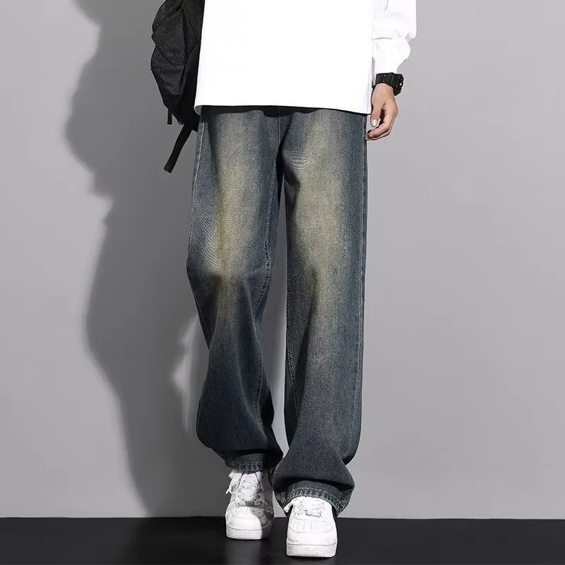 

Jeans for men spring and autumn new styles loose and versatile straight leg pants trendy for men wide leg pants for men